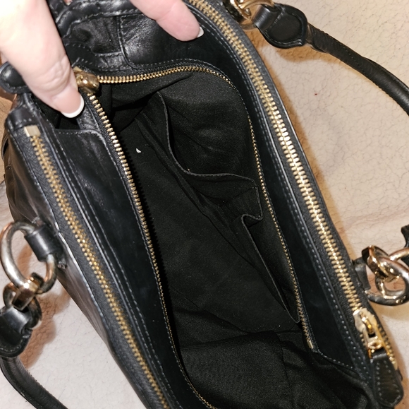 Coach black leather satchel bag with strap - Picture 3 of 3